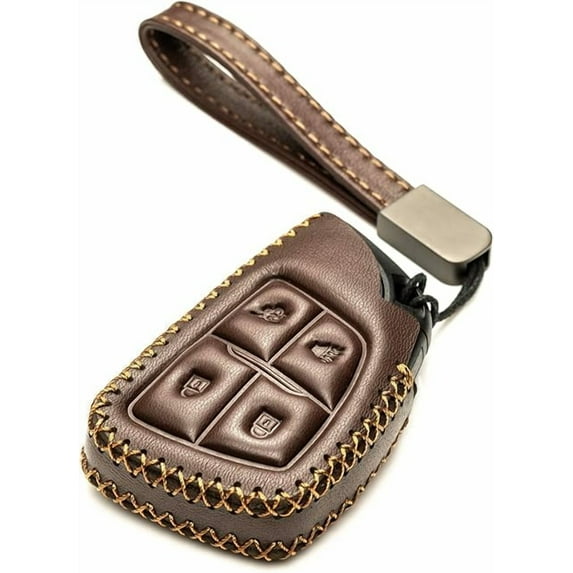 Vitodeco Leather Key Fob Cover Case Protector Compatible with Acura ZDX, Honda PROLOGUE, Buick ENVISION - 4 Buttons, Brown