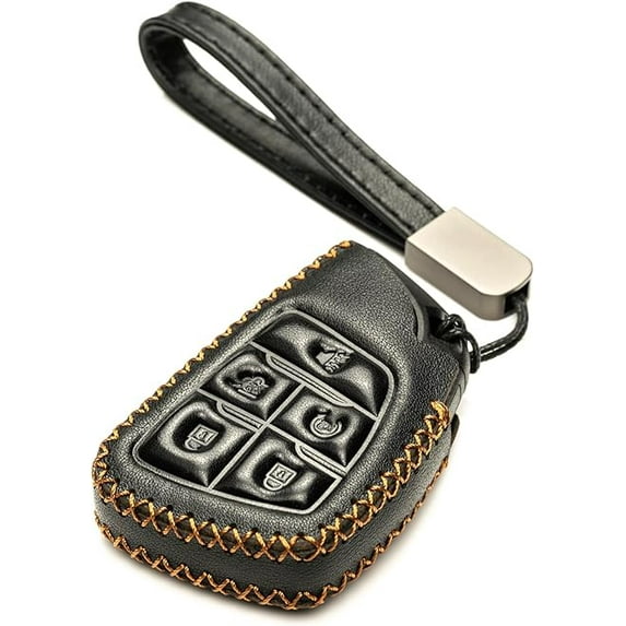 Vitodeco Leather Key Fob Cover Case Protector Compatible with Acura ZDX, Honda Prologue, Buick Envision - 5 Buttons, Black