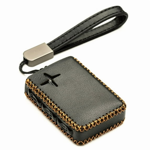 Vitodeco Leather Remote Key Fob Cover Case Protector Holder Compatible with Polestar - 4 Buttons, Black
