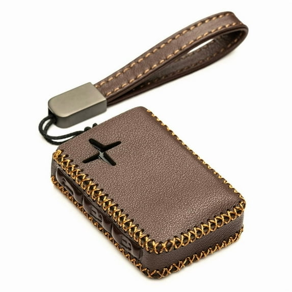 Vitodeco Leather Remote Key Fob Cover Case Protector Holder Compatible with Polestar - 4 Buttons, Brown