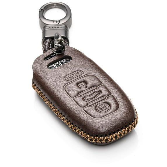 Vitodeco Leather Smart Key Fob Case Cover Protector Compatible with Audi A3, A4, A5, A6, A7, S5, S7, Q5, RS - 4-Button, Brown