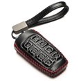 thumbnail image 1 of Vitodeco Leather Smart Key Fob Case Cover Protector Compatible with Genesis GV70, GV80, G70, G80 (2021-2025 Models) - 8-Button, Black/Red, 1 of 6