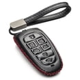 thumbnail image 1 of Vitodeco Leather Smart Key Fob Case Cover Protector Compatible with Tucson, Santa FE, Sonata, Nexo (2019 - 2024 Models) - 7-Button, Black/Red, 1 of 5