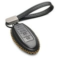 thumbnail image 1 of Vitodeco Leather Smart Key Fob Case Cover Protector - Compatible with Nissan | Compatible with Infiniti - (2007 - 2022 Models) - 4 Buttons, Black, 1 of 5