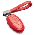thumbnail image 1 of Vitodeco Leather Smart Key Fob Case Cover Protector - Compatible with Nissan | Compatible with Infiniti - (2007 - 2022 Models) - 4 Buttons, Red, 1 of 5