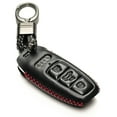 thumbnail image 1 of Vitodeco Leather Smart Key Fob Case Cover Holder Protector Compatible with Audi (4-Button, Black/Red), 1 of 6