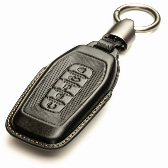 Vitodeco Superior 3D Luxury Leather Key Fob Cover Case Protector Compatible with Infiniti QX80, 5-Button, Black