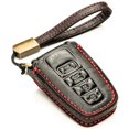 thumbnail image 1 of Vitodeco Superior Leather Key Fob Case Compatible for Toyota Rav4, Camry, Prius, Highlander, CH-R, Avalon, Toyota 86, Mirai (4-Button, Black/Red), 1 of 6