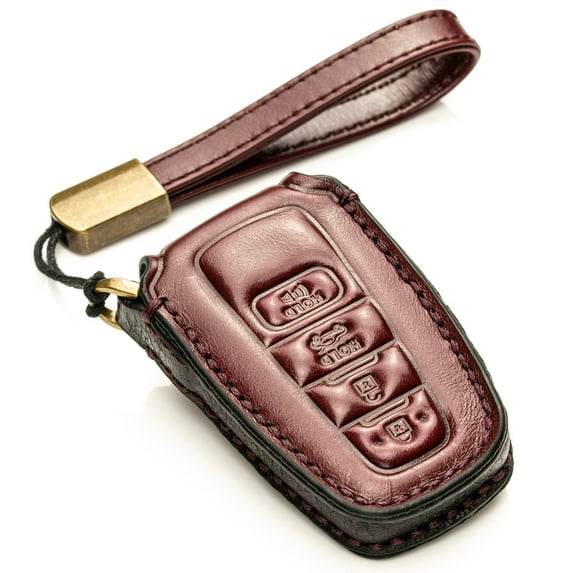 Vitodeco Superior Leather Key Fob Case Compatible for Toyota Rav4, Camry, Prius, Highlander, CH-R, Avalon, Toyota 86, Mirai (4-Button, Tocora Red)