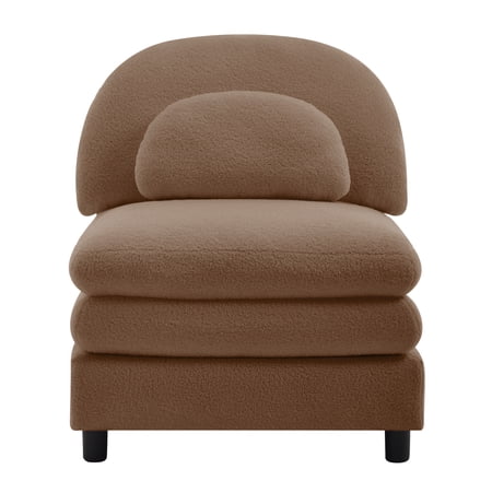 Vitoria Curved Armless Sofa Teddy Fabric W/Pillow -Camel