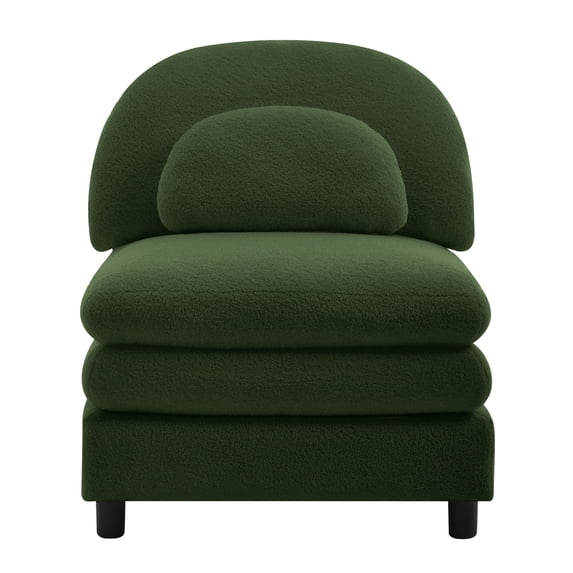 Vitoria Curved Armless Sofa Teddy Fabric W/Pillow -Green