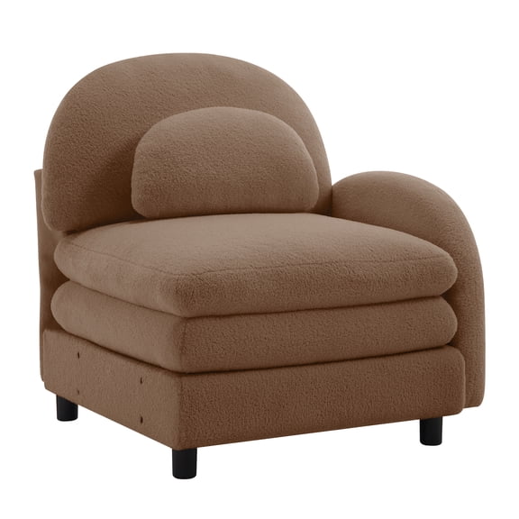 Vitoria Curved Sofa - Teddy Fabric - Camel - 76W 2 Cushions