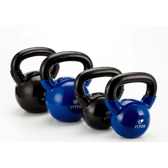 Vitos Fitness Vinyl Coated Kettlebell Weights 5 to 50 lbs (Blue, 35 lbs)