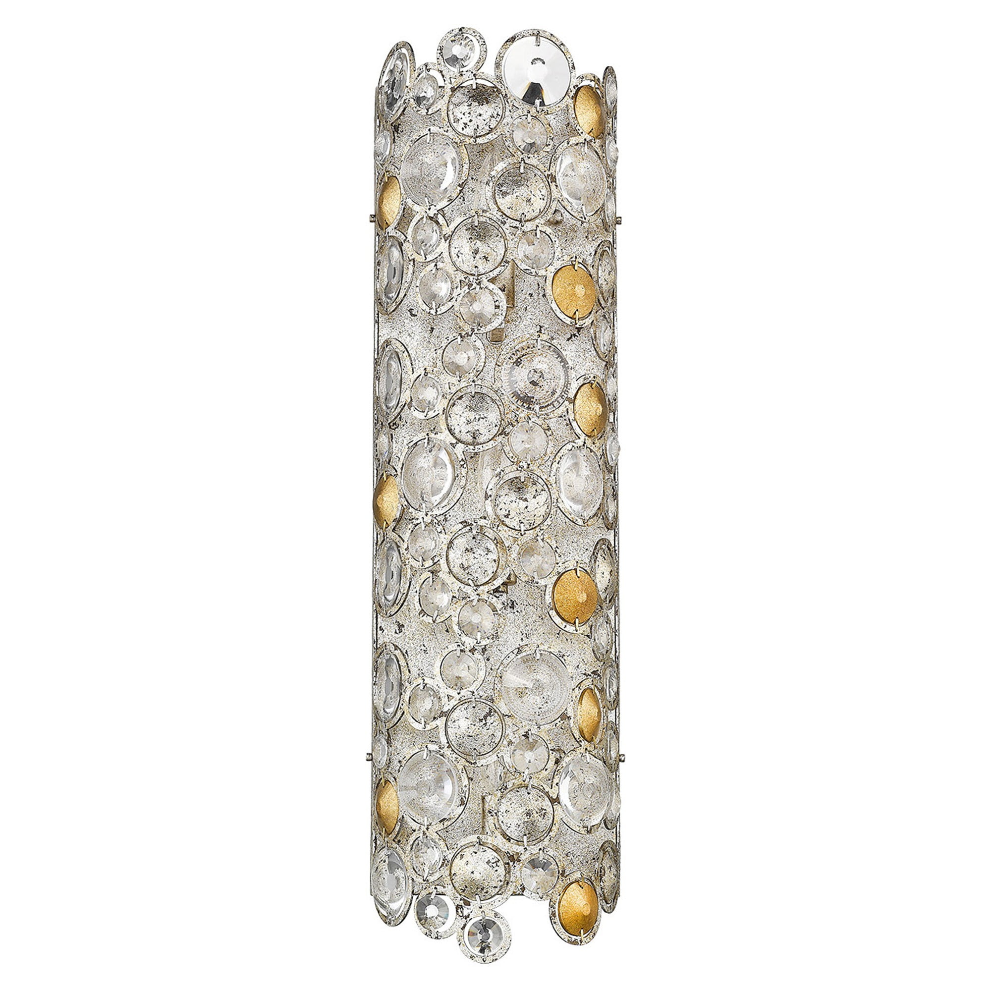 Vitozzi Antique Silver Leaf 3-Light Crystal Sconce