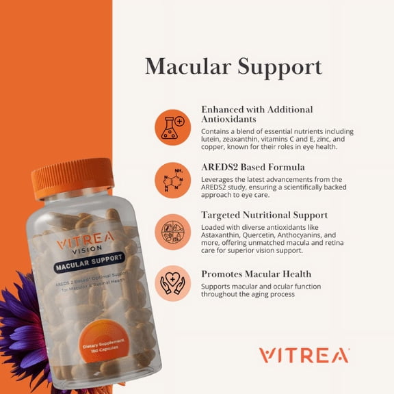 Vitrea Vision: Macular Support 90 day supply. AREDS2 Eye Vitamin
