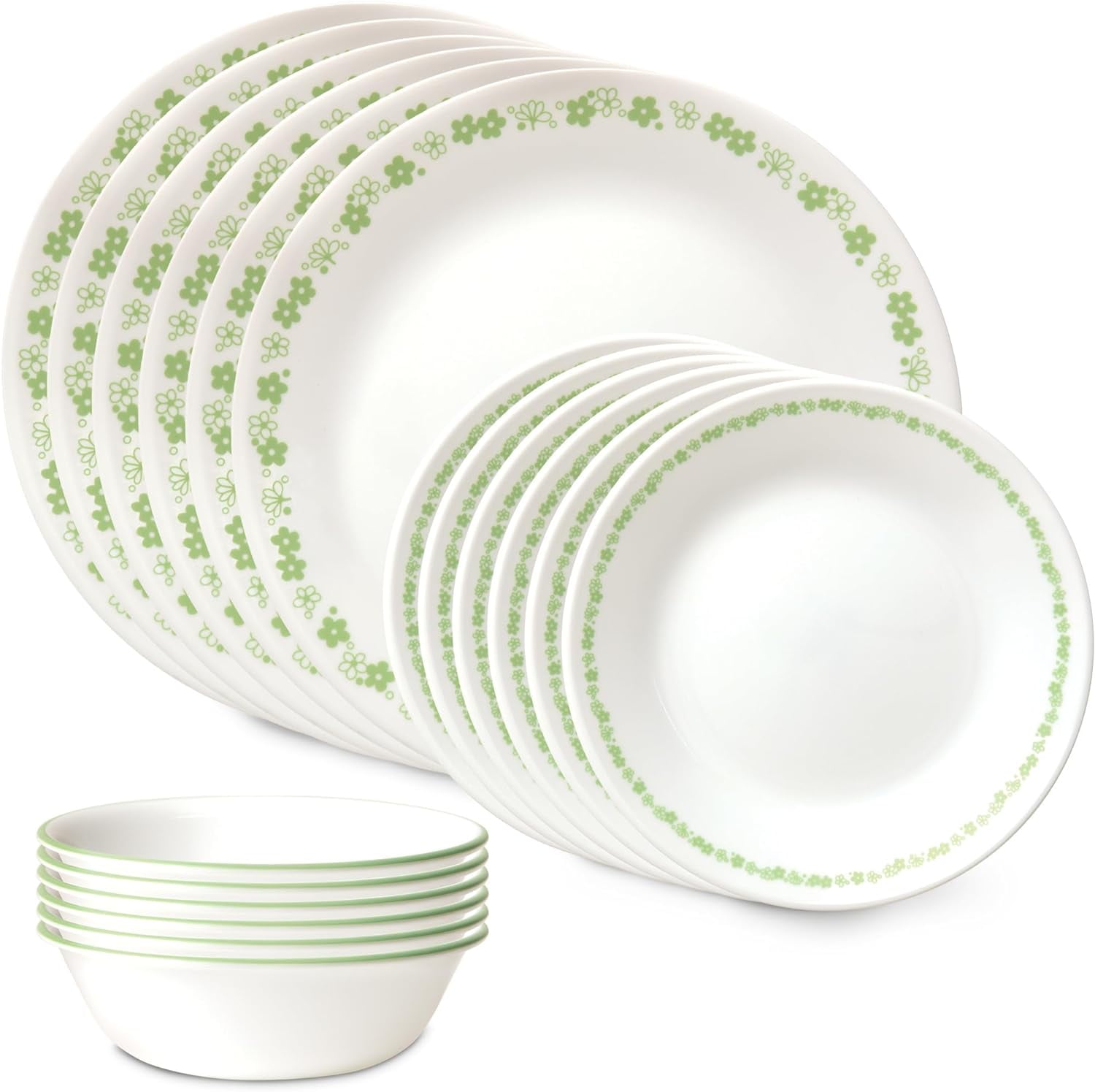 Vitrelle 18 Piece Glass Dinnerware Sets, Service for 6, Triple Layer