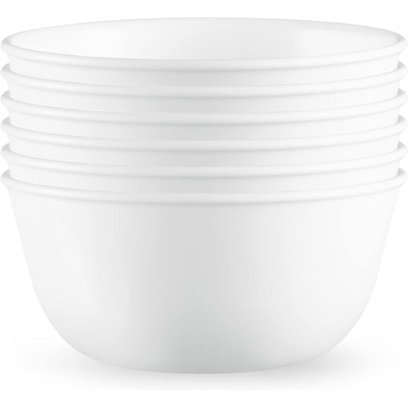 28-oz So /Cereal Bowls Set of 6 Chip & Crack Resistant Dinnerware Bowls for So , Ramen, Cereal and More, Triple Layer Glass, Winter Frost White