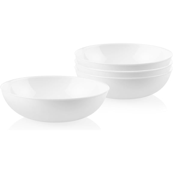 Vitrelle Soup/Cereal Bowls Set, Ramen, Cereal and More, Triple Layer Glass, Winter Frost White