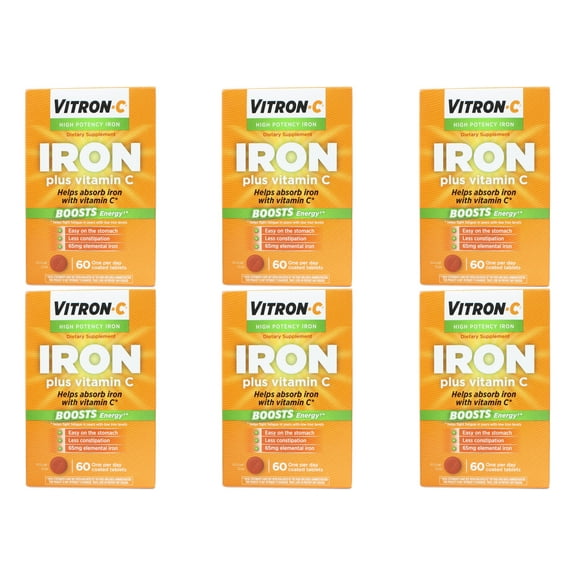 Vitron - C High Potency Iron Supplement Tablets - 60 Ea, 6 Pack