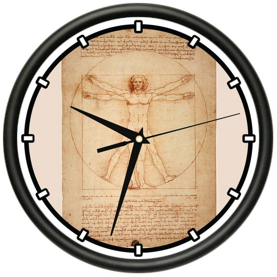 Vitruvian Man Design Wall Clock | Precision Quartz Movement | Décor For School Class Office Bedroom Decoration