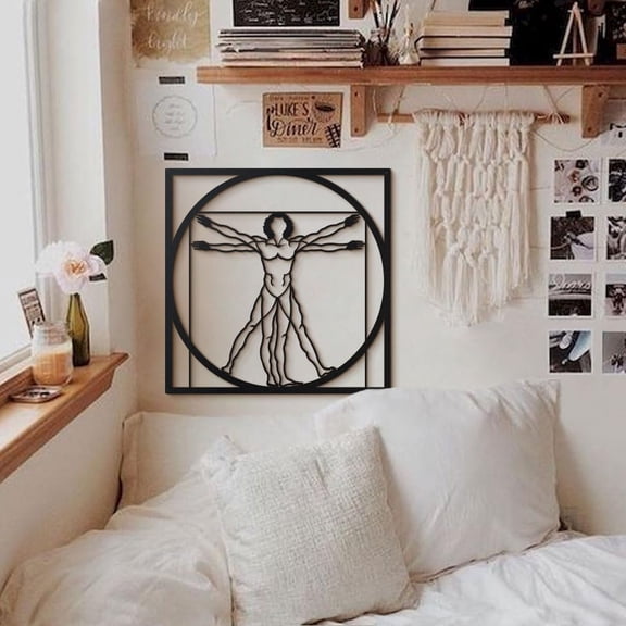 Vitruvian Man Metal Wall Art, Human Proportions Artwork, Modern Style Metal Wall Decor for Home, Office, Living Room, and Bedroom Decoration, Modern Style (19.7" (L) x 19.7" (W) - 50cm x 50cm)