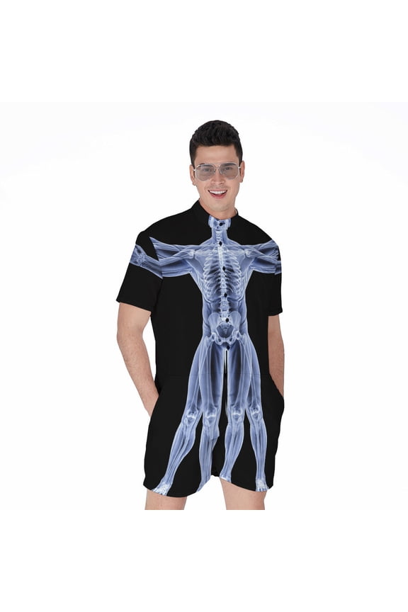 Vitruvian Man X-Ray Short Sleeve Men'S Rompers Casual Summer Jumpsuits Outfit