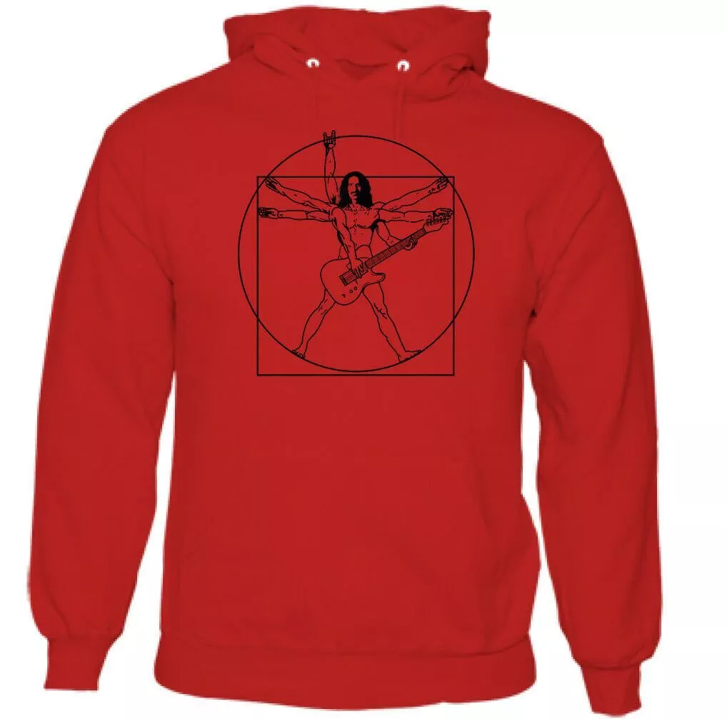 Vitruvian Zappa Mens Funny Rock Hoodie Frank Music Electric Guitar Band