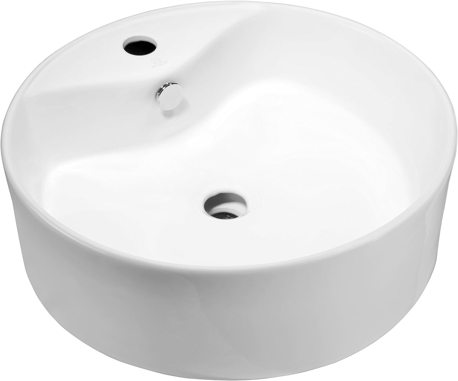 Vitruvius Modern Polished White Ceramic Round Sink For Bathroom 18