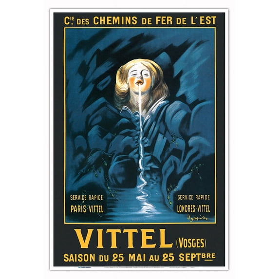 Vittel French Spa - Spring Water from The Vosges Mountain Ranges of France - Vintage Railroad Travel Poster by Leonetto Cappiello c.1912 - Master Art Print (Unframed) 13in x 19in