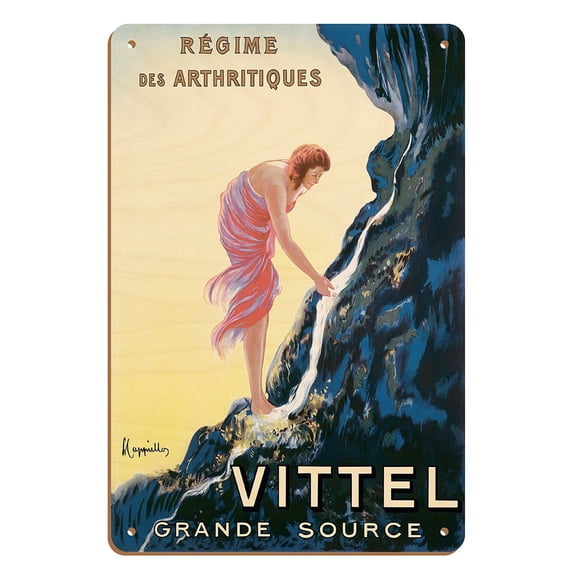 Vittel Grande Source Spring Water - Arthitic Diet (Régime des Arthitiques) - Vintage Travel Poster by Leonetto Cappiello c.1911 - 8 x 12 inch Vintage Wood Art Sign