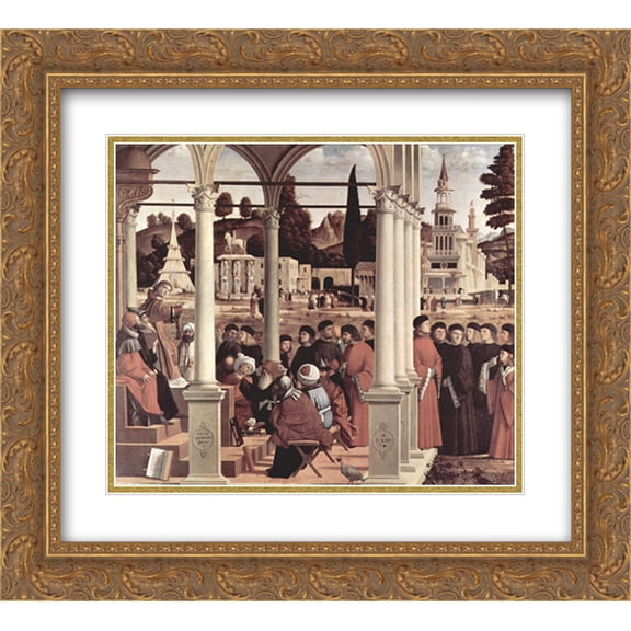 Vittore Carpaccio 2x Matted 22x20 Gold Ornate Framed Art Print 'Debate of St. Stephen '