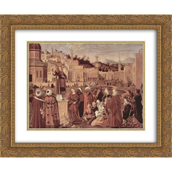 Vittore Carpaccio 2x Matted 24x20 Gold Ornate Framed Art Print 'St. Stephen Preaching '