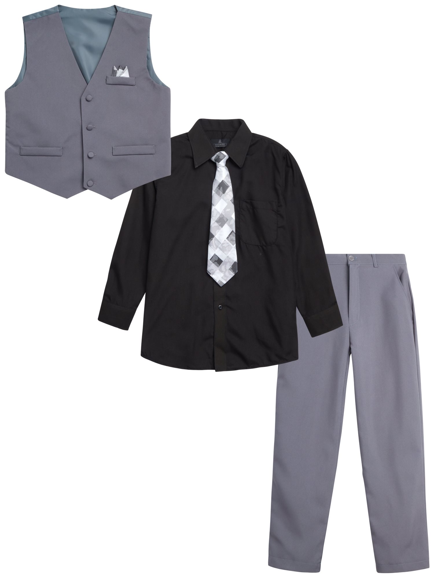 Boys Formal Suit Set - 3-Piece Blue Blazer, Waistcoat & Pants with Bow Tie for Kids