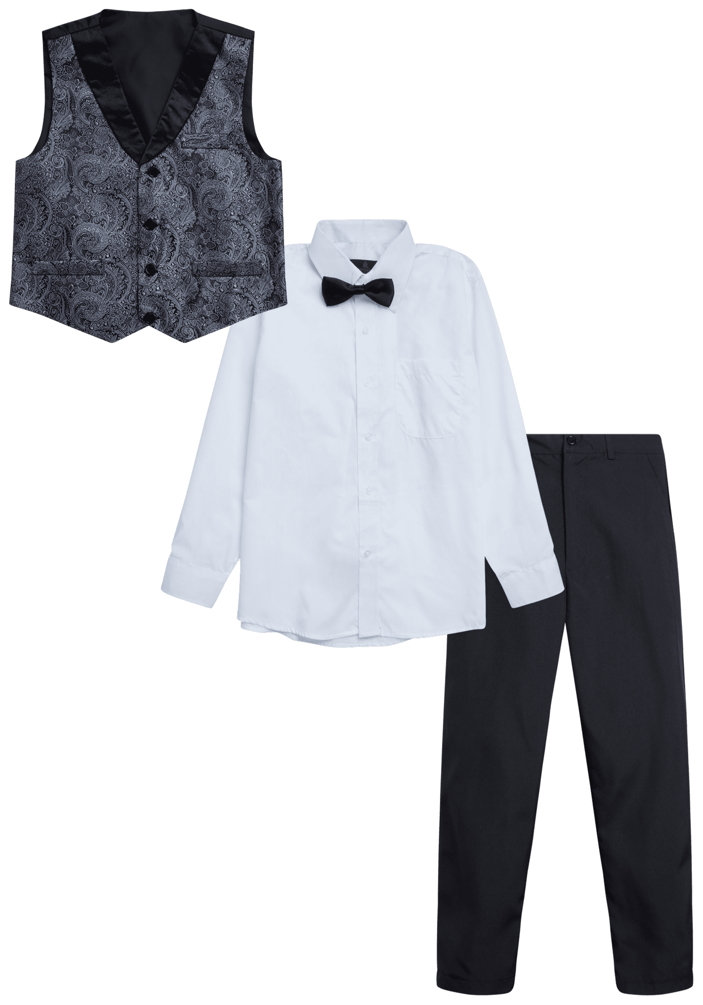 Vittorino Boys' Formal Suit Set 4 Piece Vest, Dress Shirt, Bow Tie
