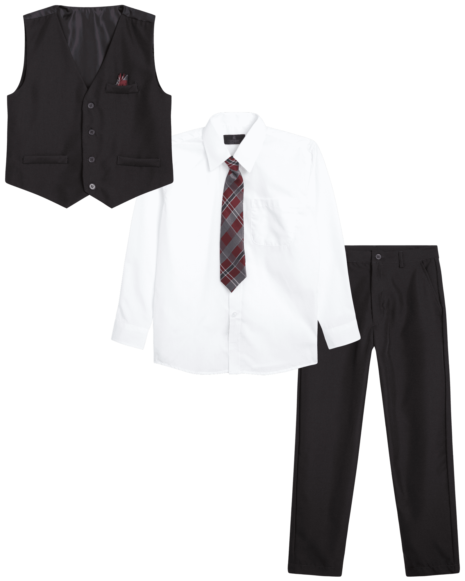 Vittorino Boys' Formal Suit Set 4 Piece Vest, Dress Shirt, Bow Tie, Pants & Pocket Square (8