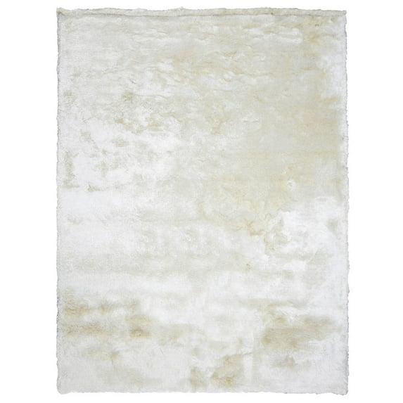 Vittorio 9 x 12 Handwoven Shag Area Rug, Polyester Cotton, Solid Ivory
