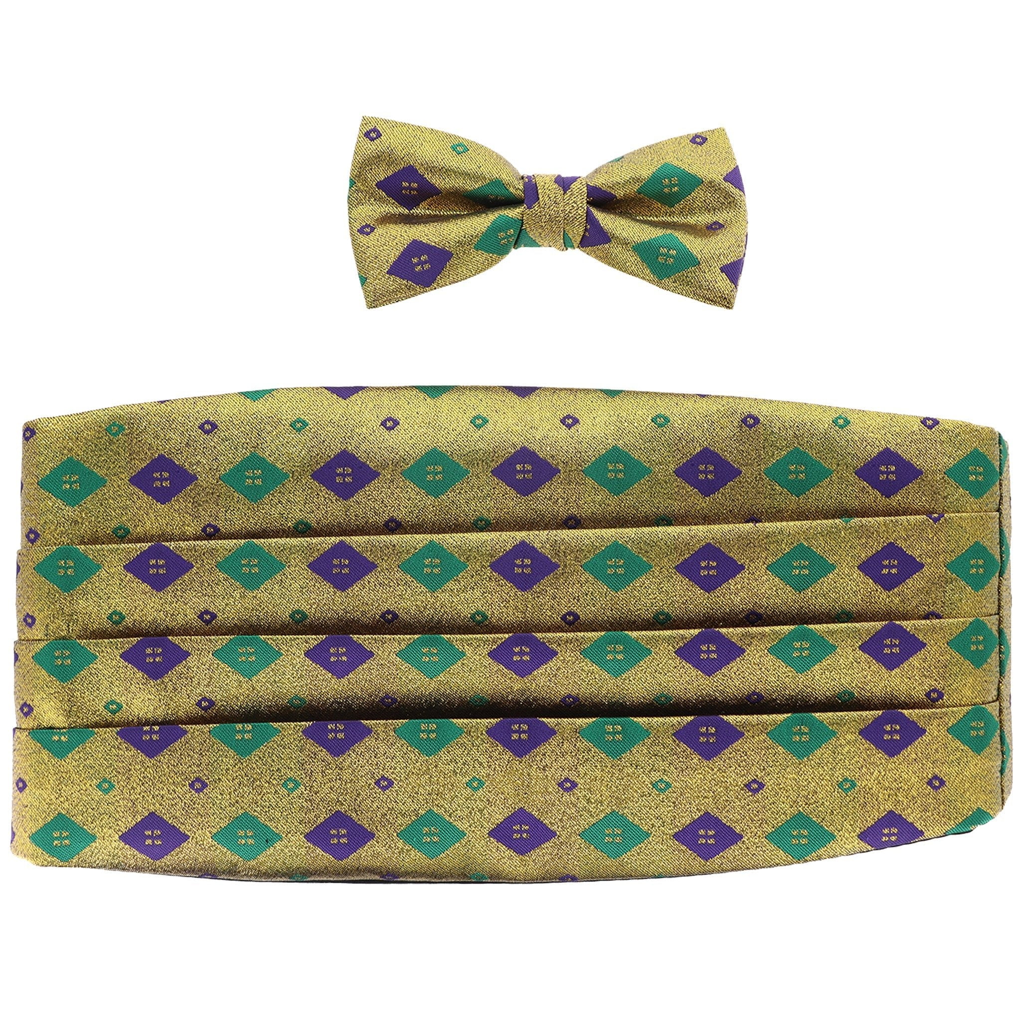 Vittorio Farina Mardi Gras Cummerbund and Bow Tie Set by Classy