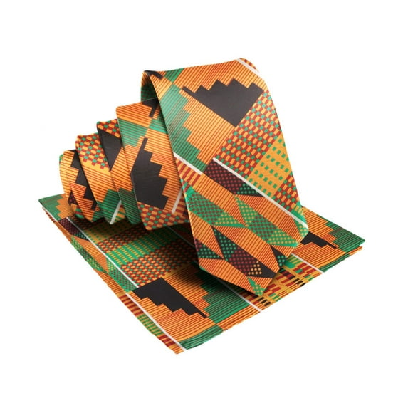 Vittorio Farina Men's Kente Satin Necktie & Pocket Square
