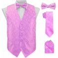 thumbnail image 1 of Vittorio Farina Men's Mint Woven Paisley Vest, Necktie, Bow Tie and Pocket Square Set (White Back), 1 of 42