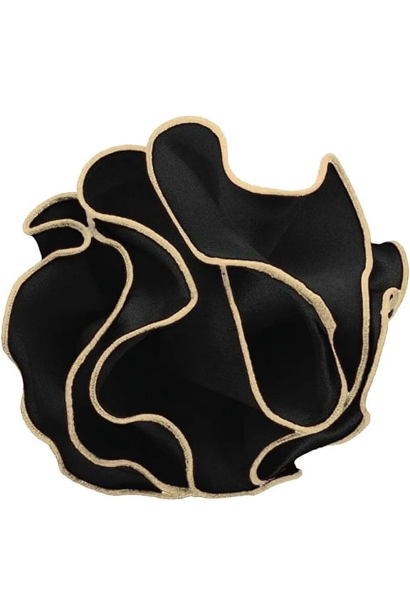 Round Satin Pocket Square with Embroidered Piping