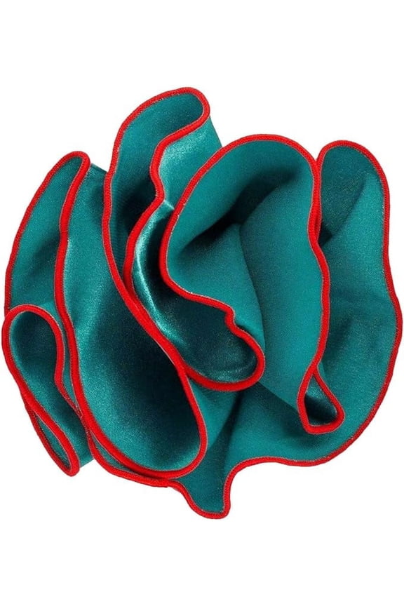 Round Satin Pocket Square with Embroidered Piping