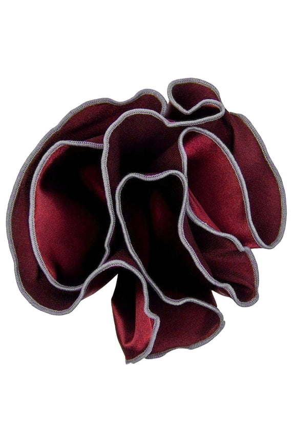 Round Satin Pocket Square with Embroidered Piping