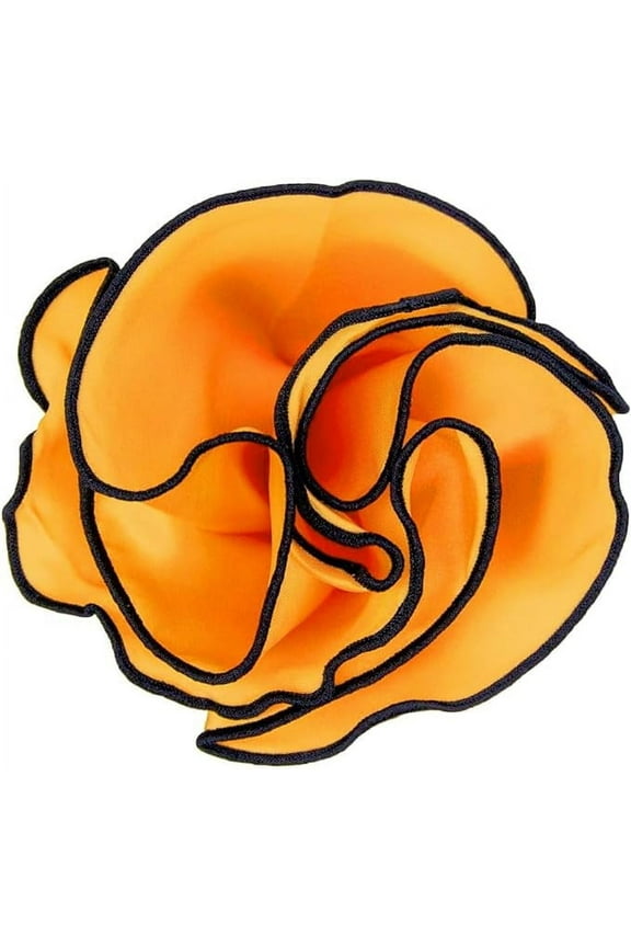 Round Satin Pocket Square with Embroidered Piping