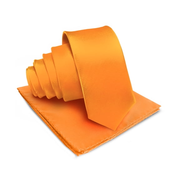 Vittorio Farina Solid Satin Necktie & Pocket Square