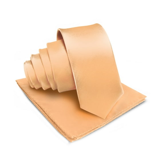 Vittorio Farina Solid Satin Necktie & Pocket Square