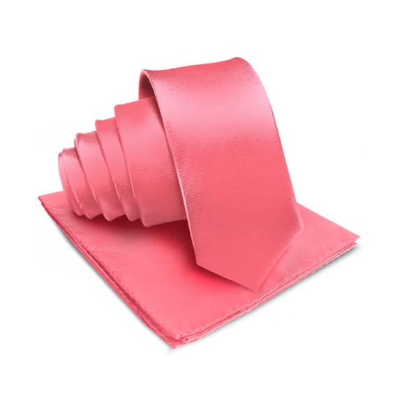 Vittorio Farina Solid Satin Necktie & Pocket Square