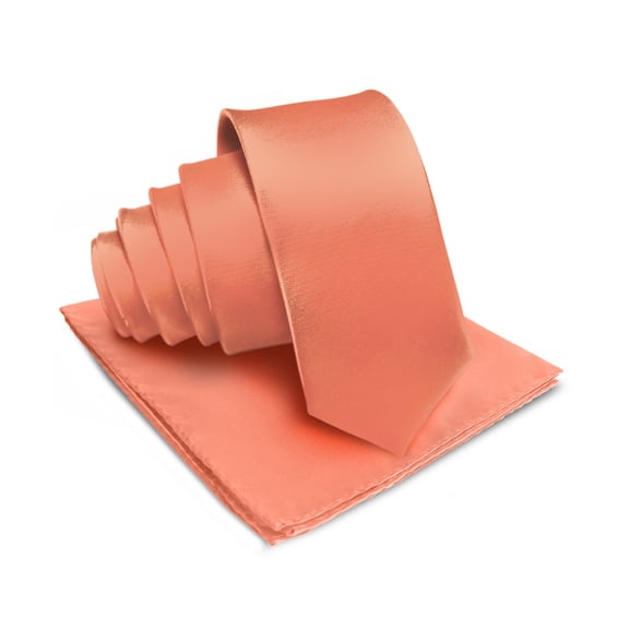 Vittorio Farina Solid Satin Necktie & Pocket Square