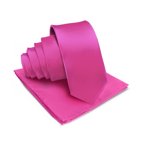 Vittorio Farina Solid Satin Necktie & Pocket Square