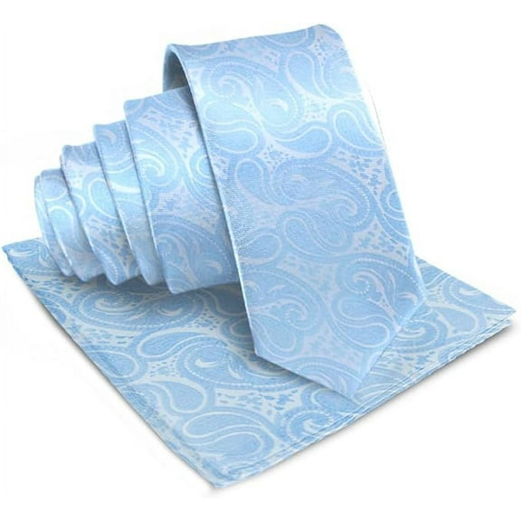 Vittorio Farina Solid Satin Paisley Necktie & Pocket Square