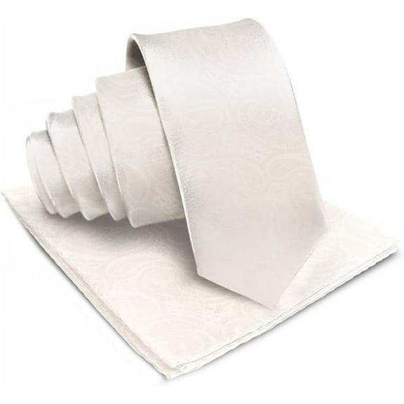 Vittorio Farina Solid Satin Paisley Necktie & Pocket Square